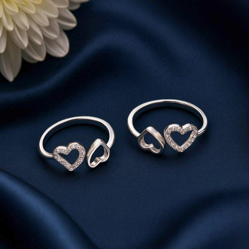 Zarkan The Twin Heart Silver Toe Rings