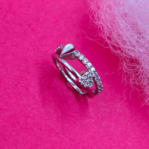 Hearts Of Love Pure Silver AD Ring