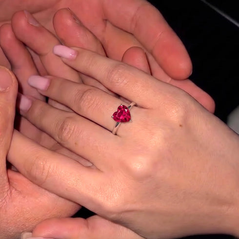 Zarkan 925 Sterling Silver Ruby Heart Ring