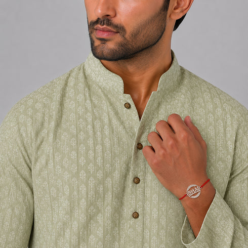 Zarkan BHAI Pure Silver Rakhi With Roli Chawal