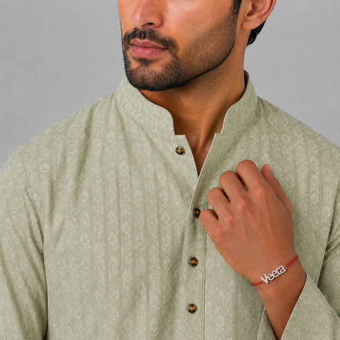Zarkan VEERA Precious Silver Rakhi For Brother With Roli Chawal