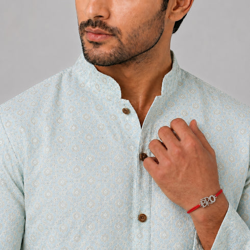 Zarkan Funky BRO Pure Silver Rakhi With Roli Chawal