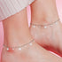 Hallmark Silver Floral Zirconia Cubic Pair Anklet