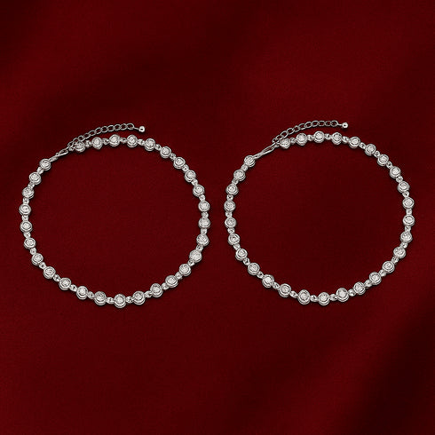 Zarkan 925 Pure Silver Minimal White Anklet