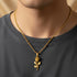 Hallmark Silver Gold Plated Rose Men Pendant Cuban Chain