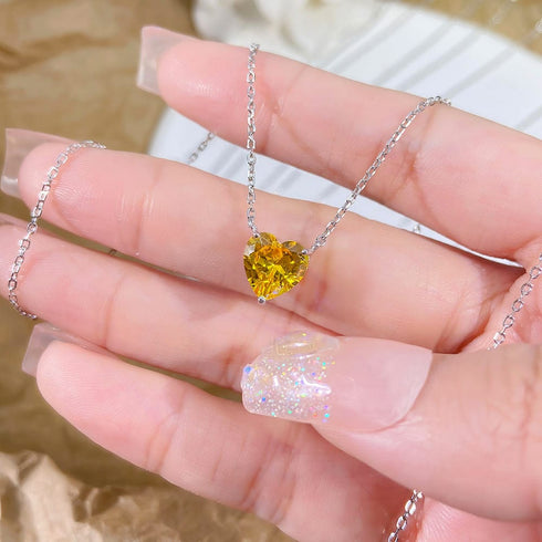 Hallmark Silver Minimal Yellow Heart Pendant