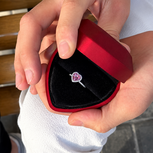 Hallmark Silver Girlfriend Love Pink Heart Ring