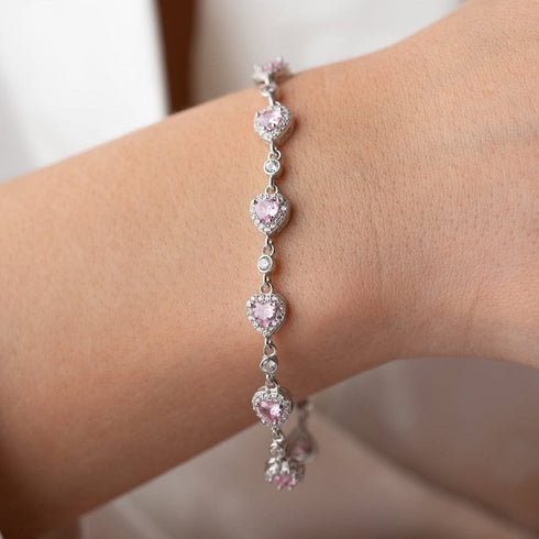 Hallmark Silver Pink Heart Bracelet