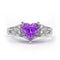 Hallmarked Silver Royal Amethyst Diamond Love Ring