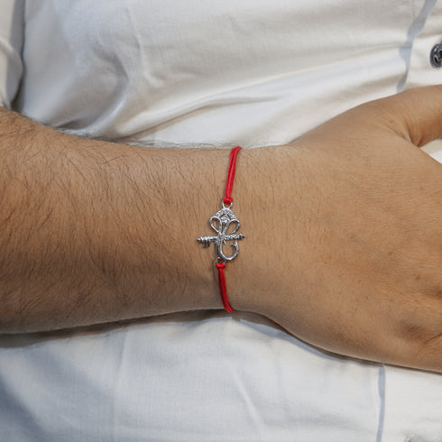 Zarkan Lord Ganesha Precious Silver Rakhi With Roli Chawal