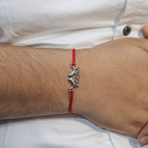 Zarkan Mustache Veera Pure Silver Rakhi With Roli Chawal