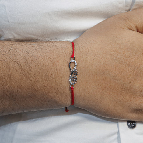 Zarkan Infinity BRO Precious Silver Rakhi With Roli Chawal