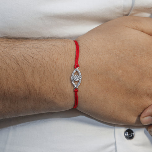 Zarkan Evil Eye Pure Silver Rakhi With Roli Chawal