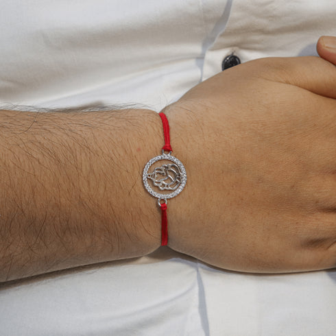 Zarkan Ganesh ji Precious Silver Rakhi With Roli Chawal