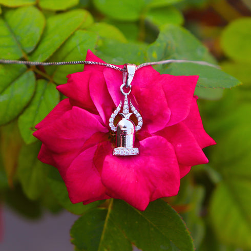 Zarkan Silver Shiv Trishul & Lingam Pendant With Chain