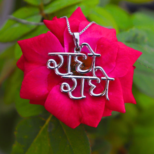 Zarkan 925 Silver Radhe Radhe Pendant With Chain