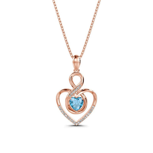 Hallmark Silver Infinity Heart Cut Rose Gold Plated Silver Pendant