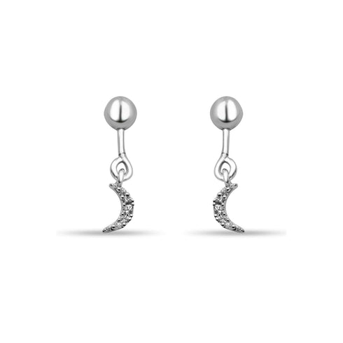 Zarkan 925 Silver Barbell Hanging Half Moon Earrings