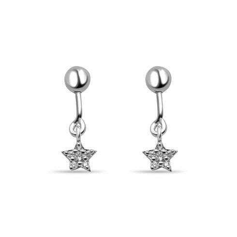 Zarkan 925 Silver Barbell Star Dangle Earrings