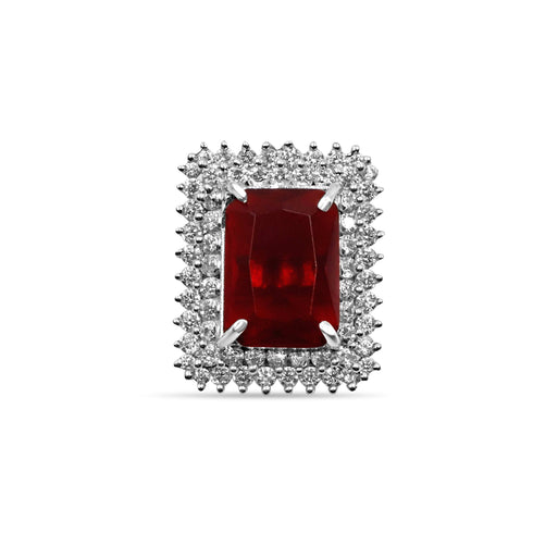 Zarkan 925 Red Ruby Silver Ring For Women