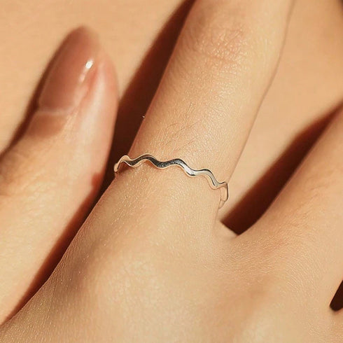 Hallmark Silver Sterling Line Wave Rings For Women Girl Party