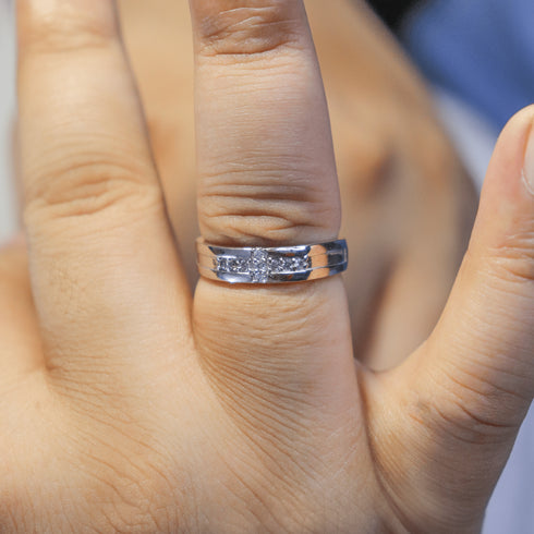 Zarkan 925 Silver + American Diamond Ring For Men