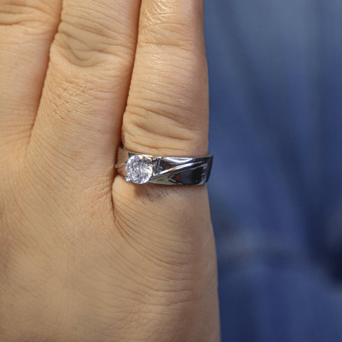 Zarkan 925 Silver American Diamond Ring For Men