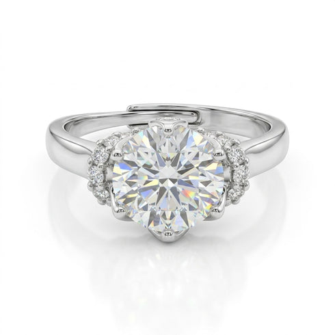 Moissanite 2 Carat Diamond Classic 925 Pure Silver Engagement Ring for women - Free Size
