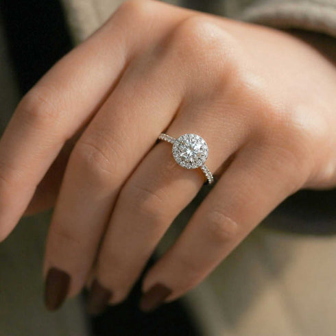0.75 Carat Moissanite Diamond Round Rays Silver Ring for women - Free Size
