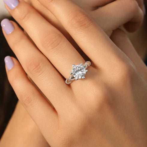 2 Carat Moissanite Diamond Solitaire Royal Love Silver Ring For Women - Free Size