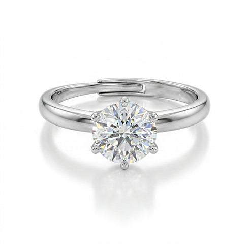 Moissanite Diamond Solitaire .8 Carat Premium 925 Silver Ring for women- Free Size
