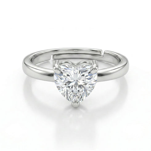 1.2 Carat Moissanite Diamond Glow Heart 925 Silver Ring for women - Free Size