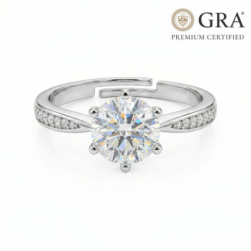 Moissanite Diamond 2 Carat Solitaire 925 Silver Ring for women - Free Size