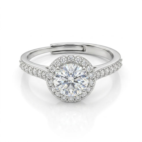 0.75 Carat Moissanite Diamond Round Rays Silver Ring for women - Free Size