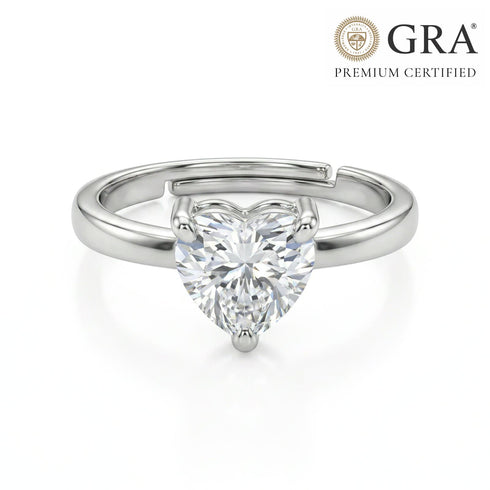1.2 Carat Moissanite Diamond Glow Heart 925 Silver Ring for women - Free Size