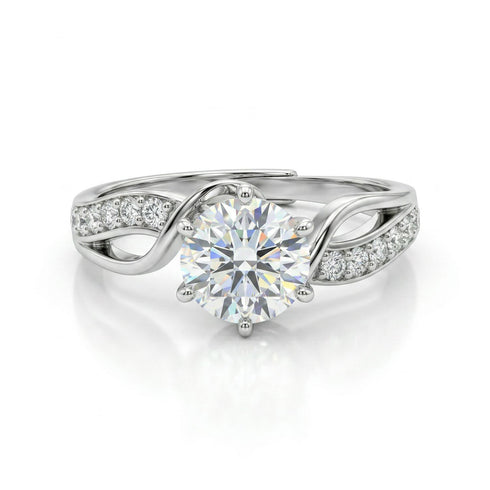 Moissanite Diamond Solitaire 1.2 Carat Be With Me Silver Solitaire Ring for women- Free Size