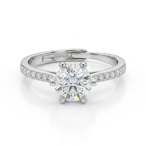 Moissanite Diamond .8 Carat Stone Statement Silver Ring for women - Free Size