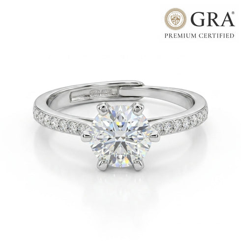 Moissanite Diamond .8 Carat Stone Statement Silver Ring for women - Free Size