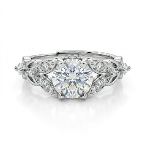 Moissanite 1 Carat Diamond White Crown 925 Pure Silver Engagement Ring for women- Free Size