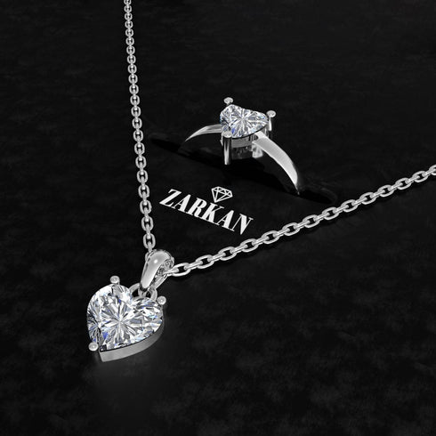 Hallmark Silver White Heart Ring And Pendant Gift Set