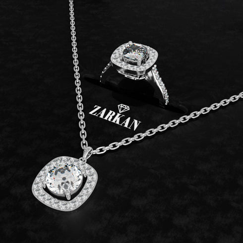 Hallmark Silver Royal Propose Diamond Ring And Pendant Gift Set