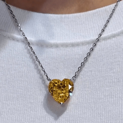 Hallmark Silver Minimal Yellow Heart Pendant