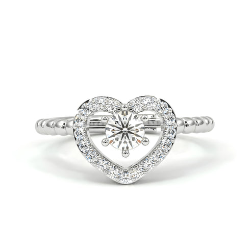 Zarkan Love Heart Silver Solitaire Ring