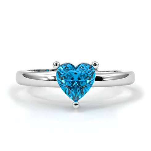 Zarkan 925 Sterling Silver Blue Heart Ring