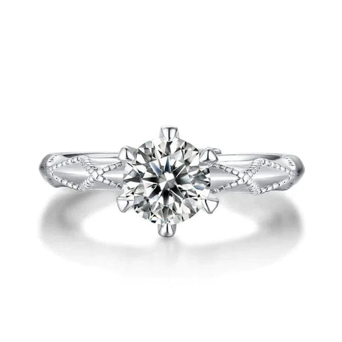 2 Carat Moissanite Diamond Solitaire Royal Love Silver Ring For Women - Free Size