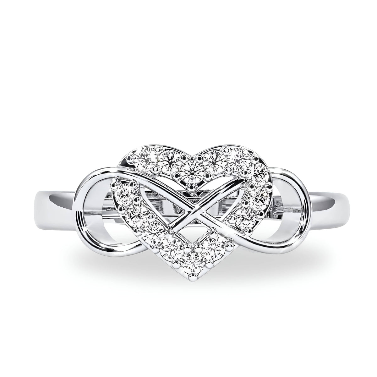 Heart Ring Zales Rhodium Plating Personalized Rings Multi-Diamond