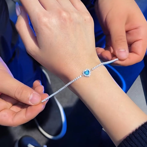 Hallmark Silver Charming Blue Heart Bracelet