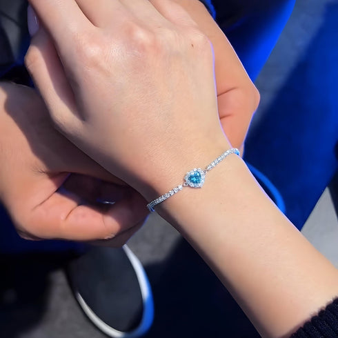 Hallmark Silver Charming Blue Heart Bracelet