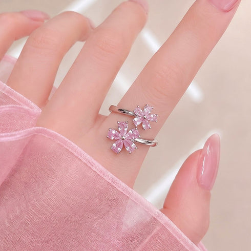 Hallmark Silver Pink Floral Elegance Ring