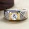Hallmarked Two Tone Silver Ring With American Diamond For Men